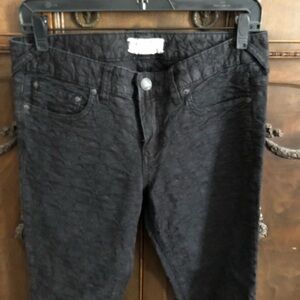 Free People Black Brocade Skinny Jeans